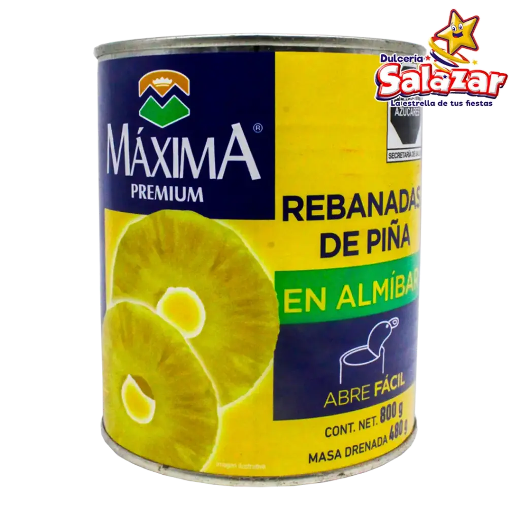 REBANADAS DE PIÑA EN ALMIBAR MAXIMA -B.800G- "C/12/1"  