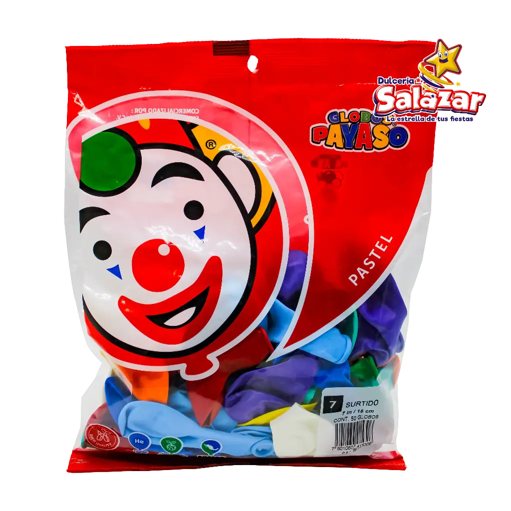 [SEL0052] GLOBO #7 PAYASO SURTIDO -B.50P- "C/100/50"        