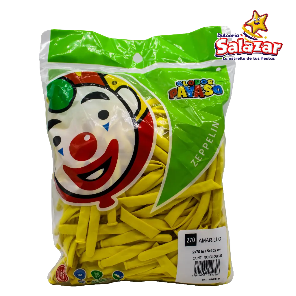 GLOBO #270 ZEPELIN AMARILLO PAYASO 