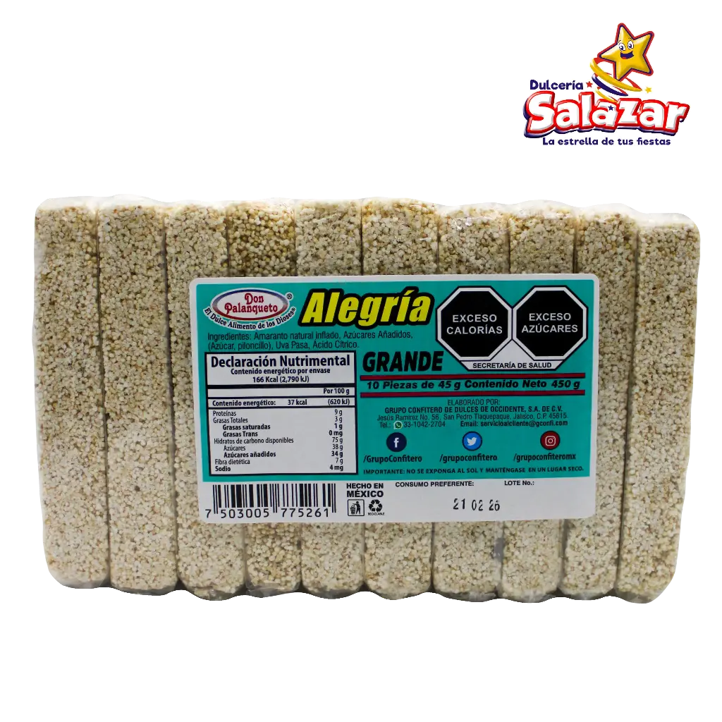 [PEZ0039] ALEGRIA GRANDE DON PALANQUETO -B.450G- "C/20/10"