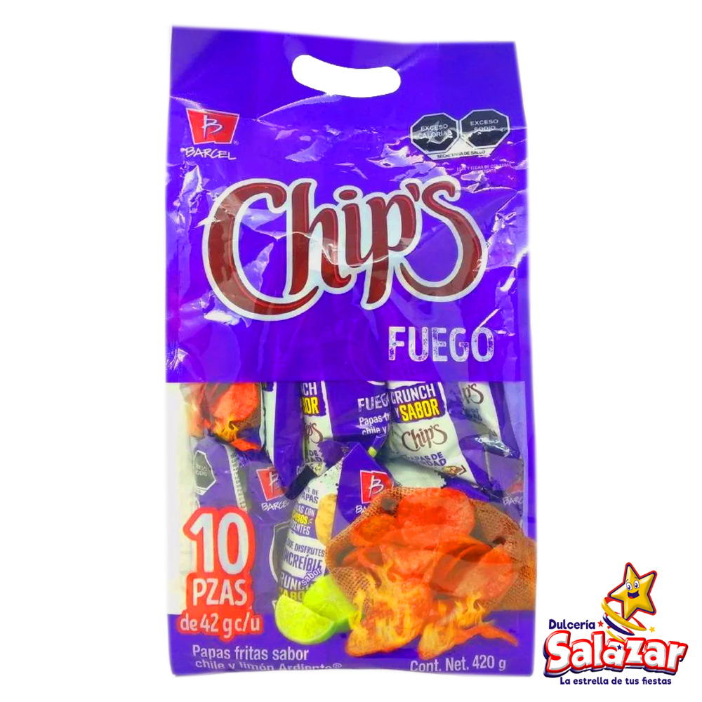 BARCEL CHIPS FUEGO 42G -B,420G.- "C/4/10"