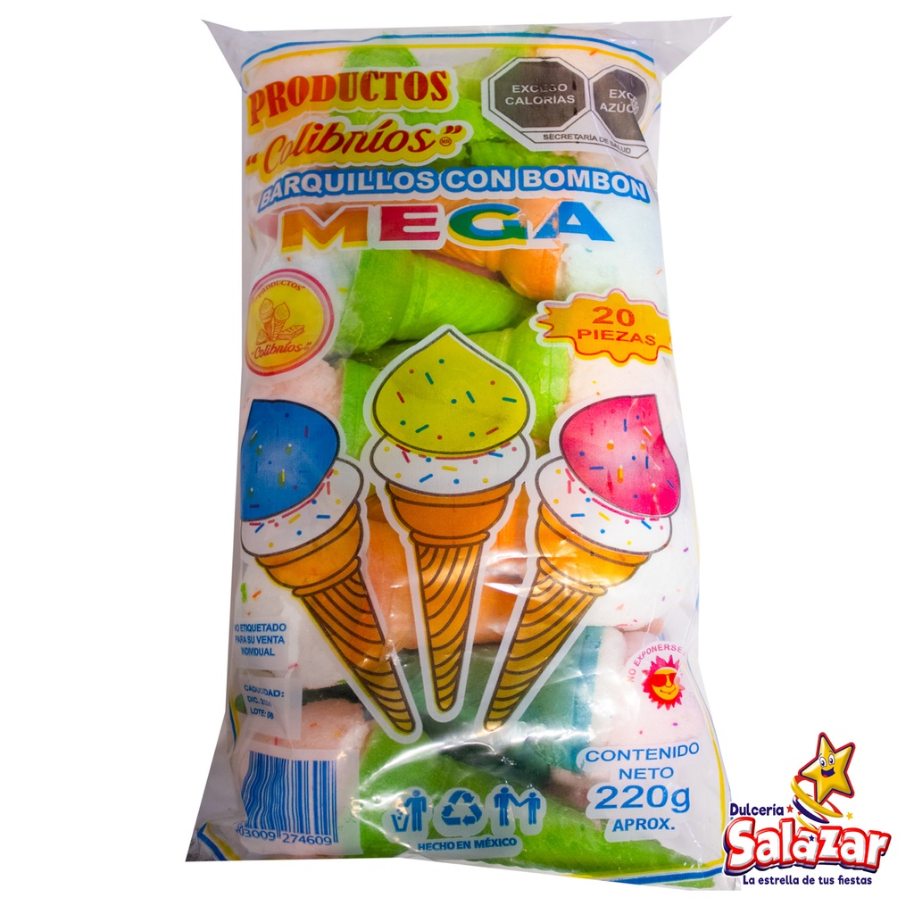 BARQUILLO C/BOMBON MEGA COLIBRIOS -B.220G- "C/16/20"