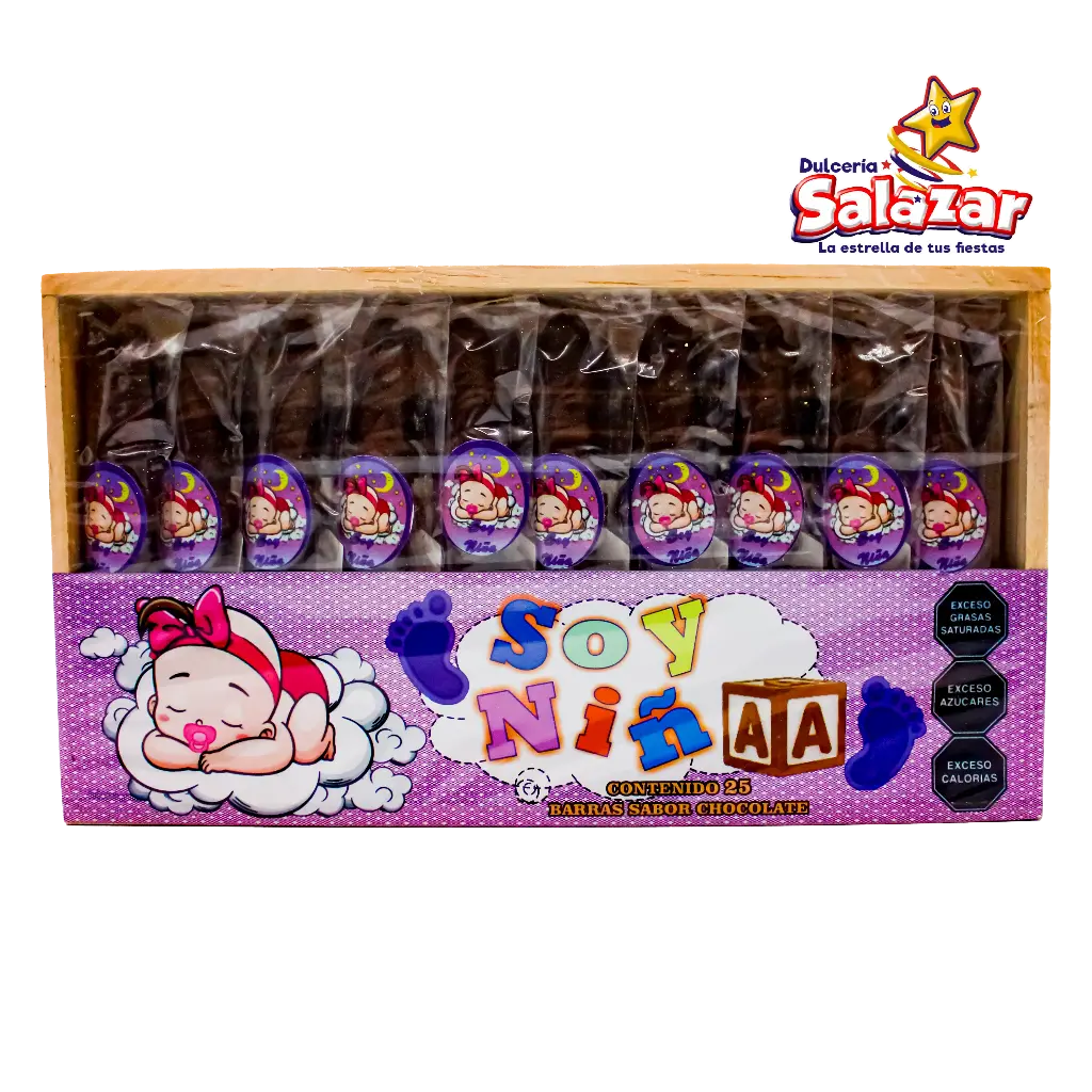 BARRA CHOCOLATE NIÑA ROSA MADERA -D.26P-