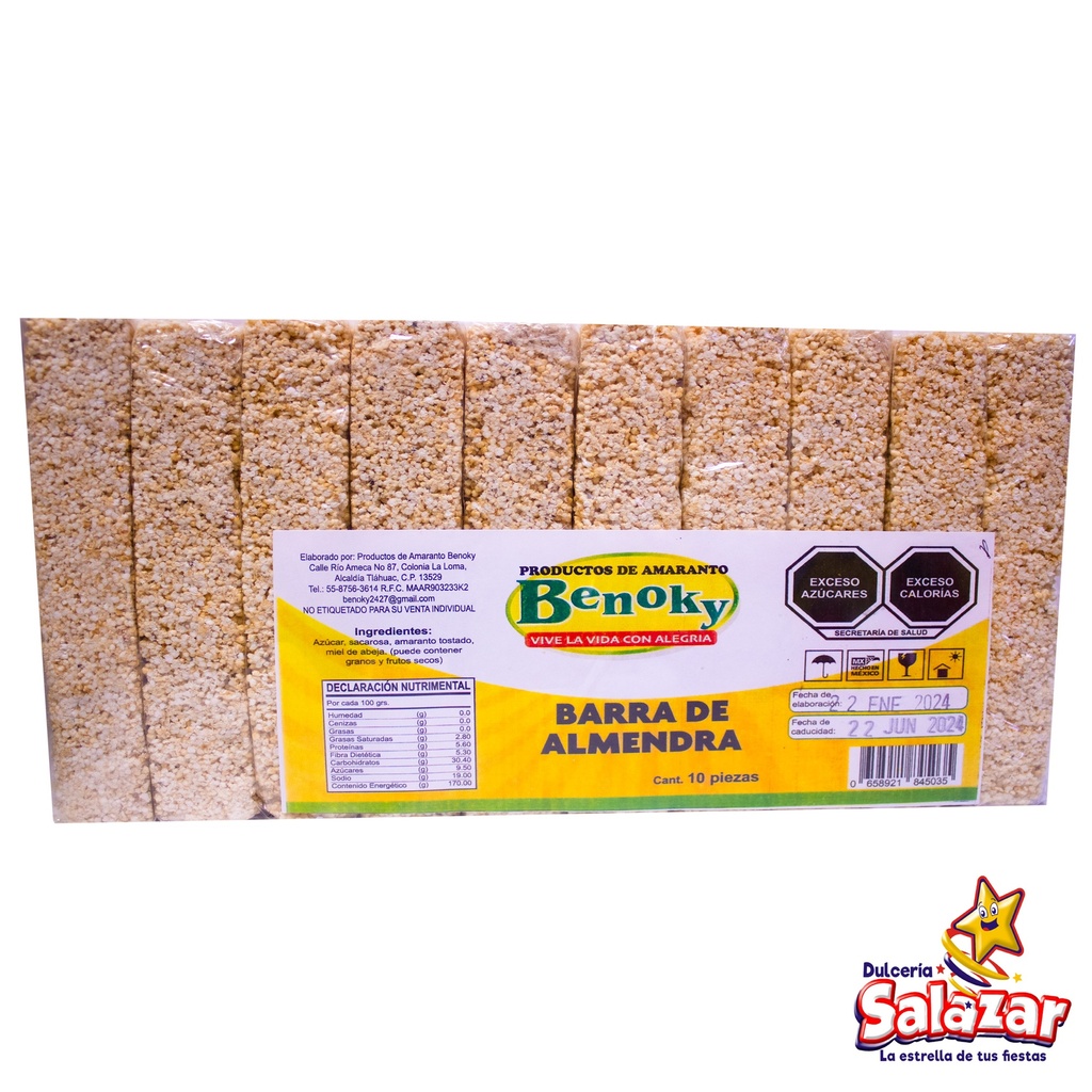 [PBE0004] BARRA DE ALMENDRA BENOKY -B.10PZA- "C/15/1"