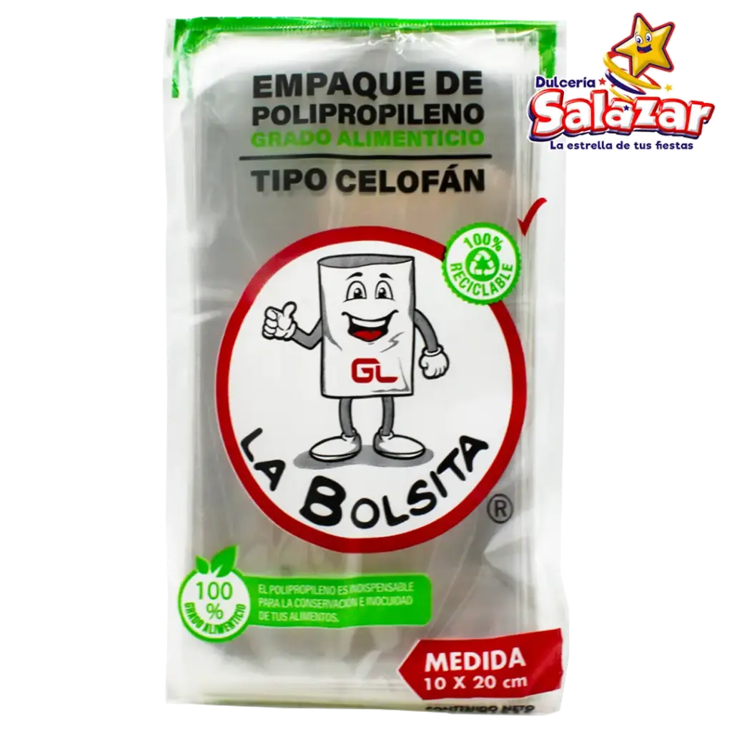 BOLSA CELOFAN 10X20 -B.100PZA- "C/90/100"