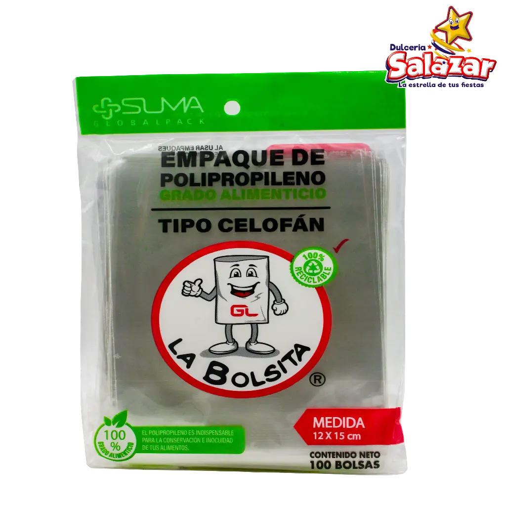 BOLSA CELOFAN 12X15 -B.100PZA- "C/99/100"