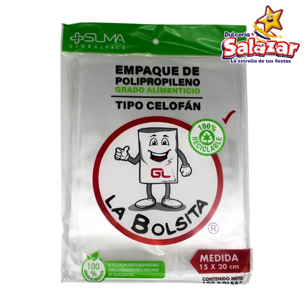 BOLSA CELOFAN 15X20 -B.100PZA- "C/60/100"