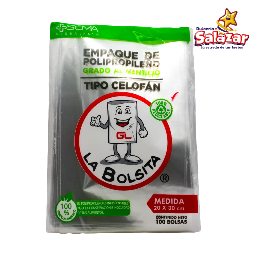 BOLSA CELOFAN 20X30 -B.100PZA- "C/30/100"