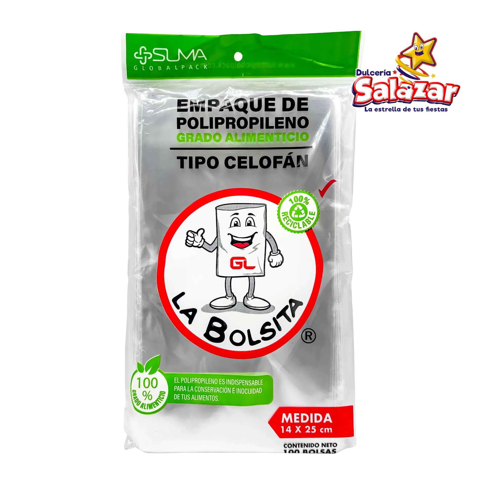 [GLP0167] BOLSA CELOFAN 14X25 -B.100PZA- "C/50/100"