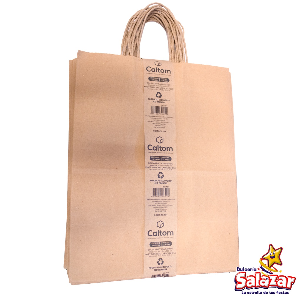 BOLSA KRAFT GRANDE 28X11X35 CM -B.12PZA- "C/18/12"