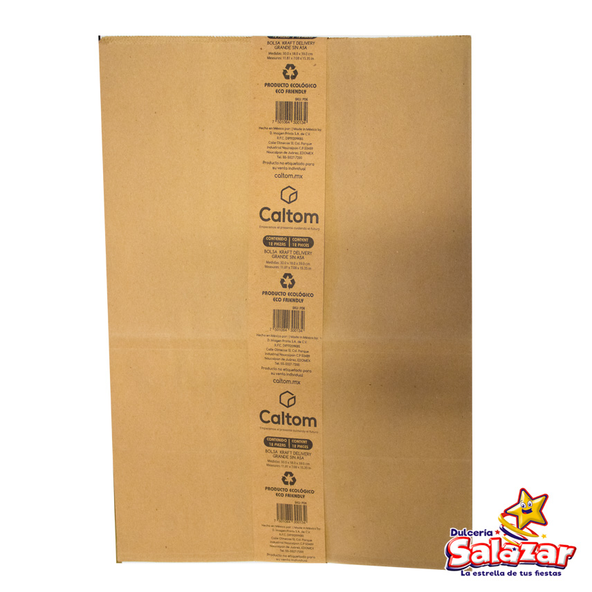 [CALT0016] BOLSA KRAFT SIN ASA DELIVERY 6D34 30X18X -B.12PZA- "C/34/12"