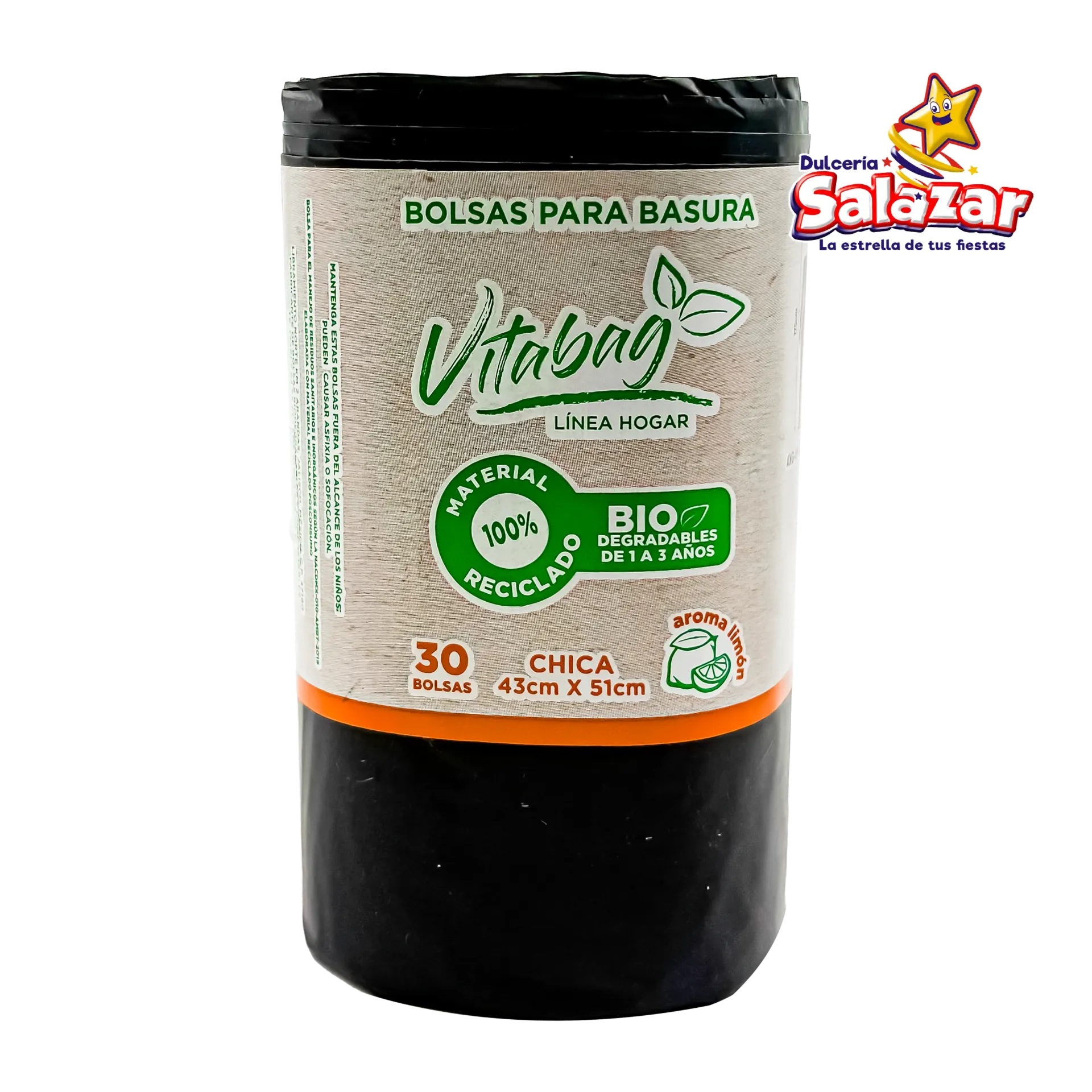 [ANG0017] BOLSA ROLLO NEGRA CHICA CESTERA VITABAG -B.30PZA- "C/30/10"