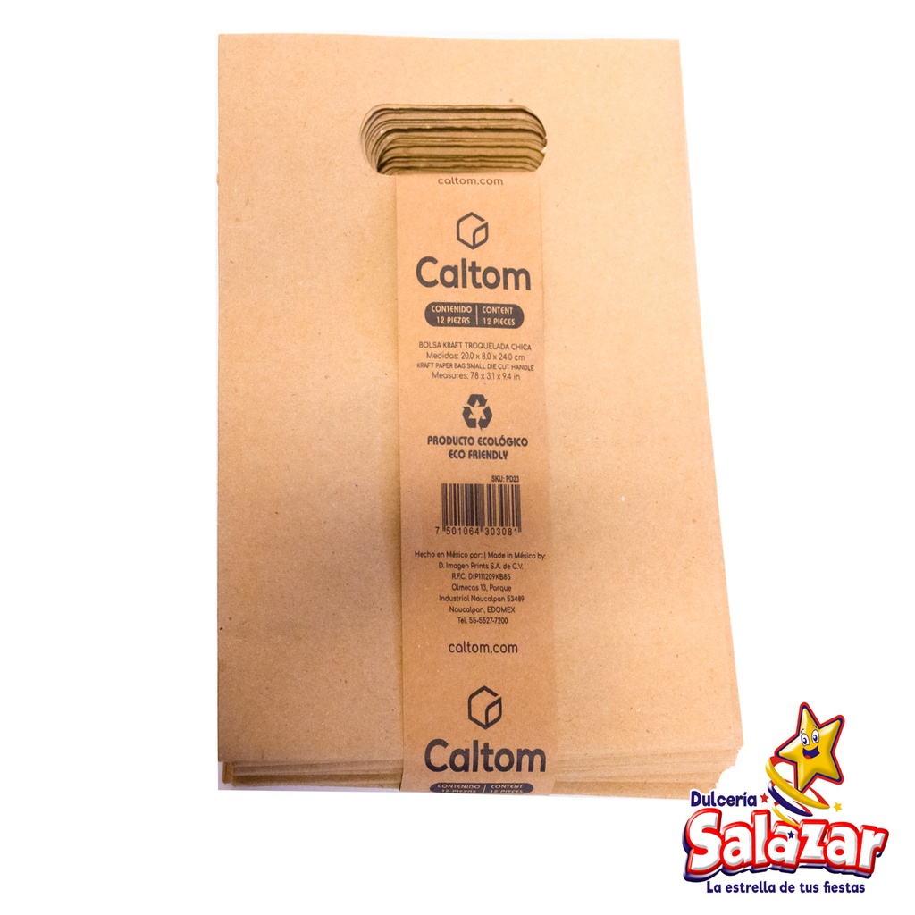 BOLSA TROQUELADA CHICA 23D30 20X8X24 -B.12PZA- "C/30/12"