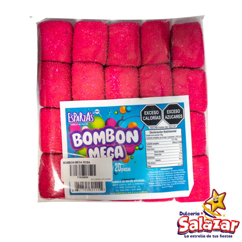 BOMBON GRAGEA MEGA ROSA ESPARZAS -B.400GR-"C/20/20"