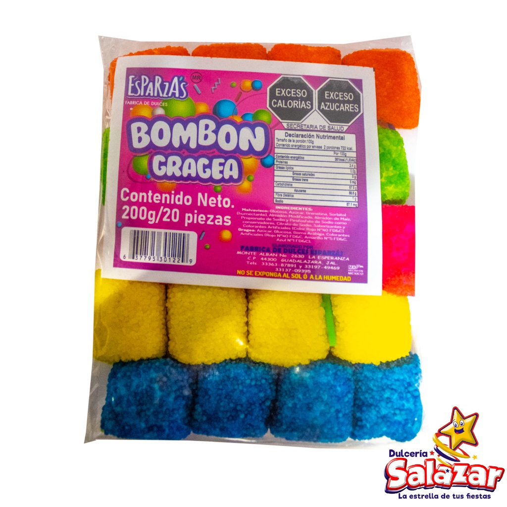 [TAR0009] PALETA BOMBON GRAGEA CHICA ESPARZAS -B.200GR - "C/36/20"
