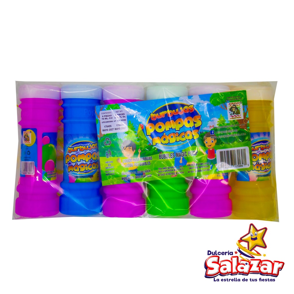 BURBUJAS POMPAS MAGICAS CHICA D/JABON -B.6PZA- "C/32/6"