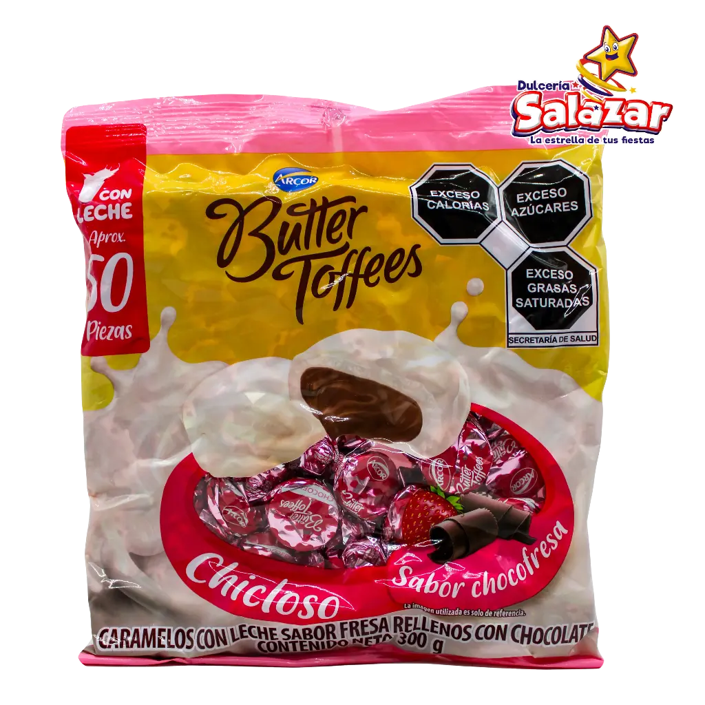 CARAMELO BUTTER TOFFE MILK CHOCO FRESA -B.300G- "C/16/50"