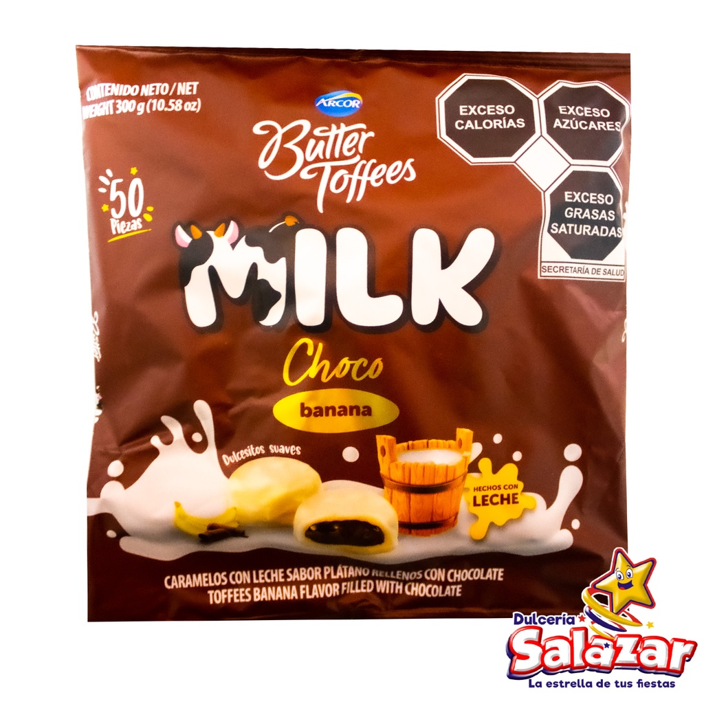 CARAMELO BUTTER TOFFEES MILK CHOCO/BANANA -B.300G- "C/16/50"