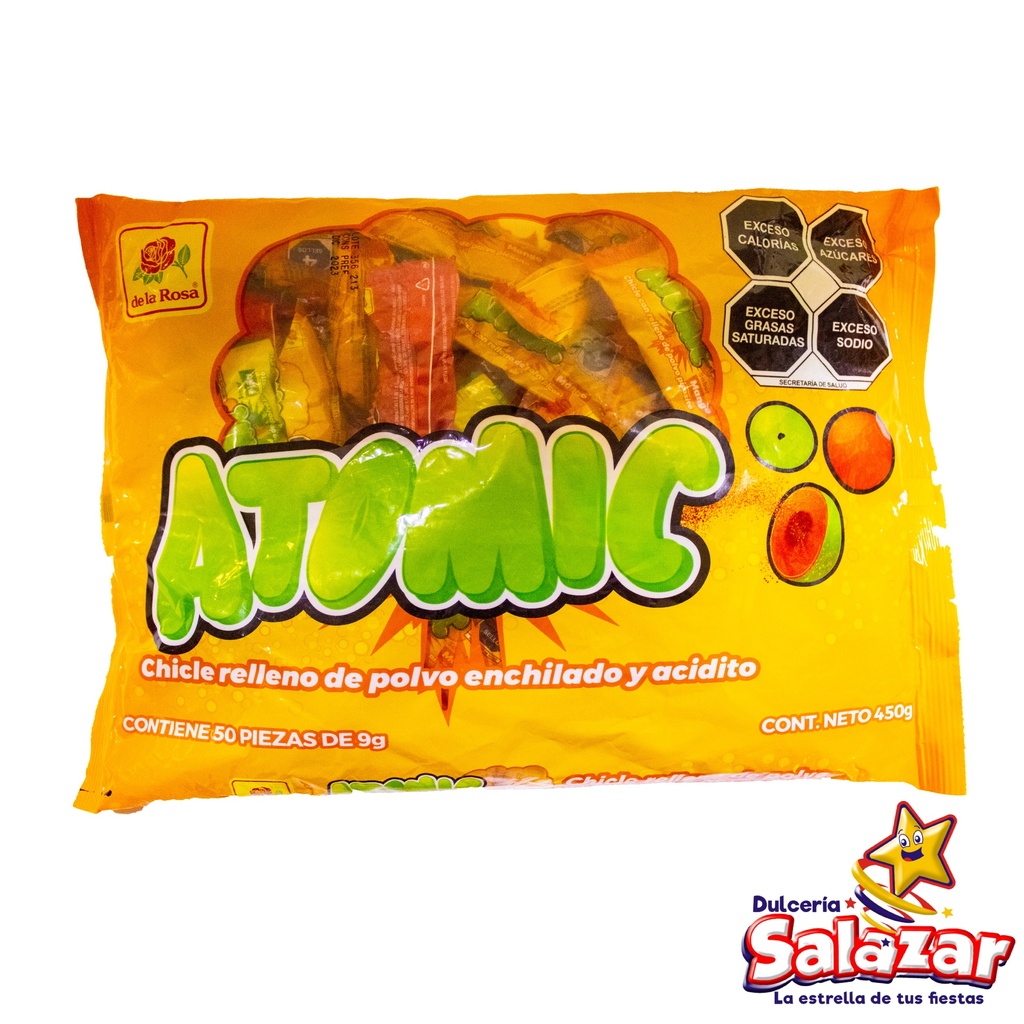 [ROS0204] CHICLE ATOMIC RELLENO ENCHILADO Y ACIDIT -B.450GR- "C/24/50"