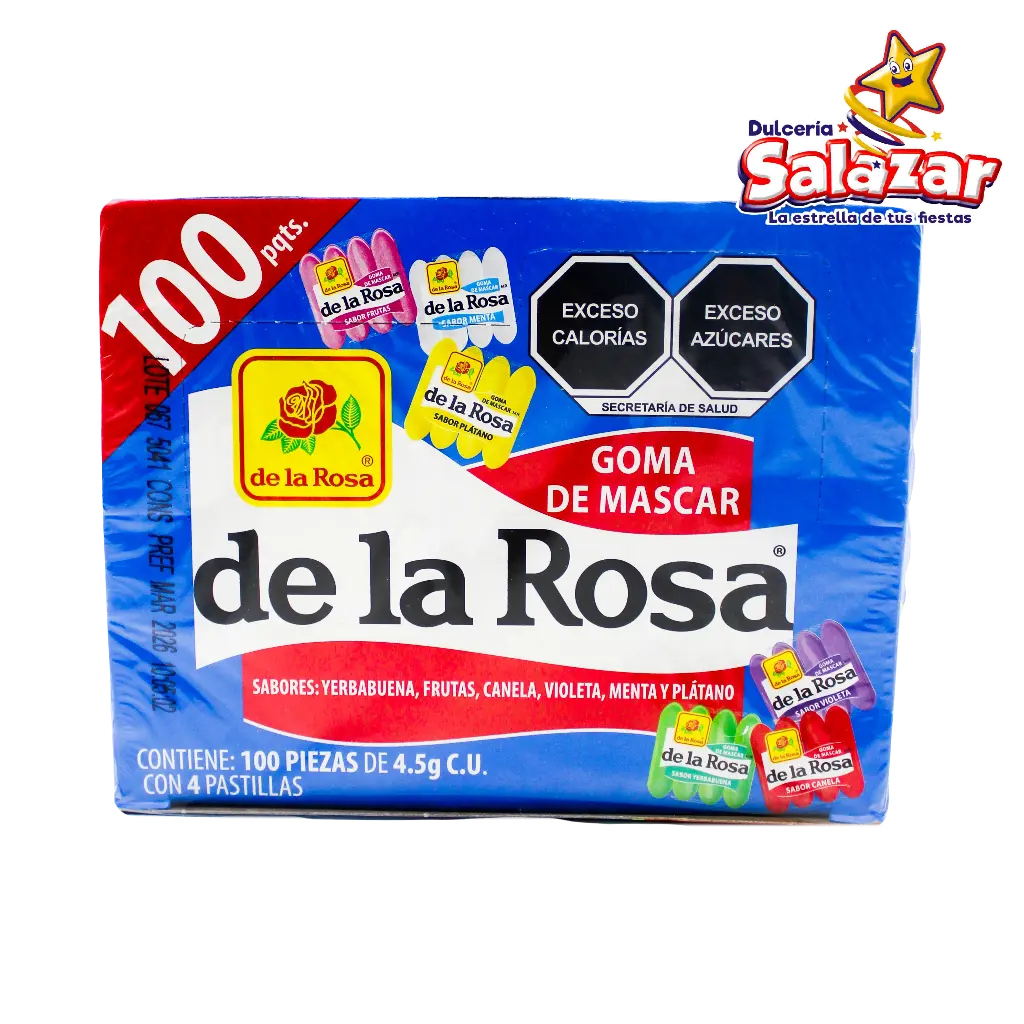 [ROS0158] CHICLE DE LA ROSA 4 P -D.450G- "C/24/100"