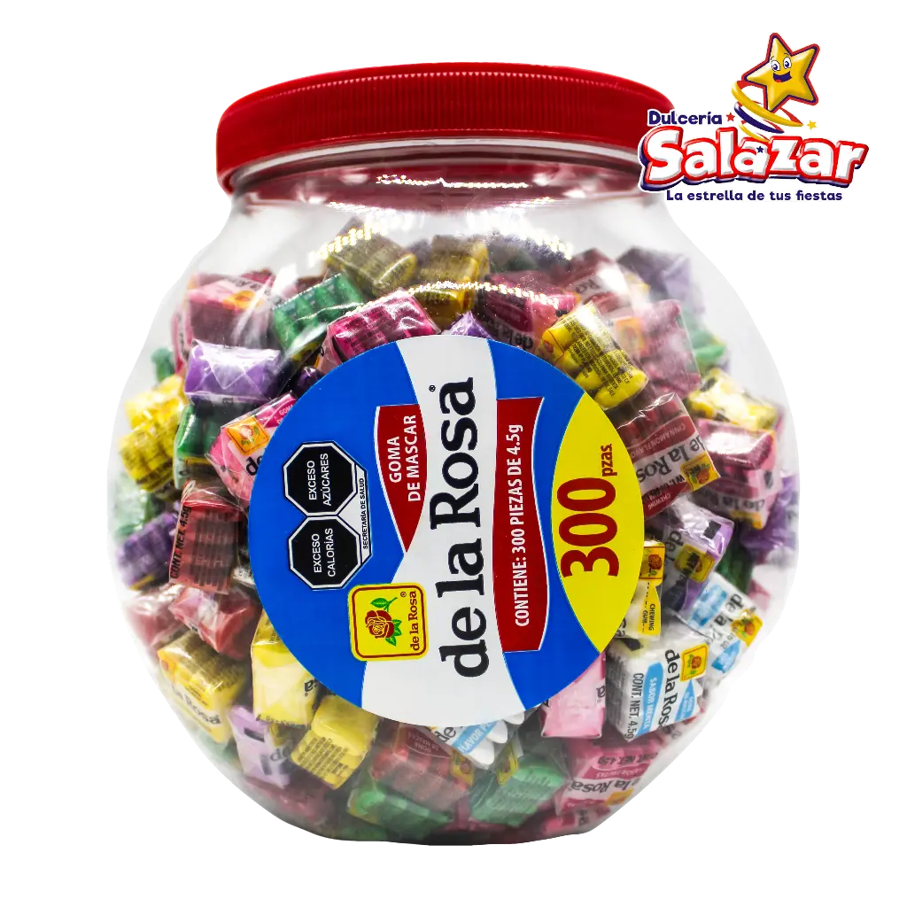 [ROS0387] CHICLE DE LA ROSA DE 4'P VITROLERO -V.300GR- "C/6/300"