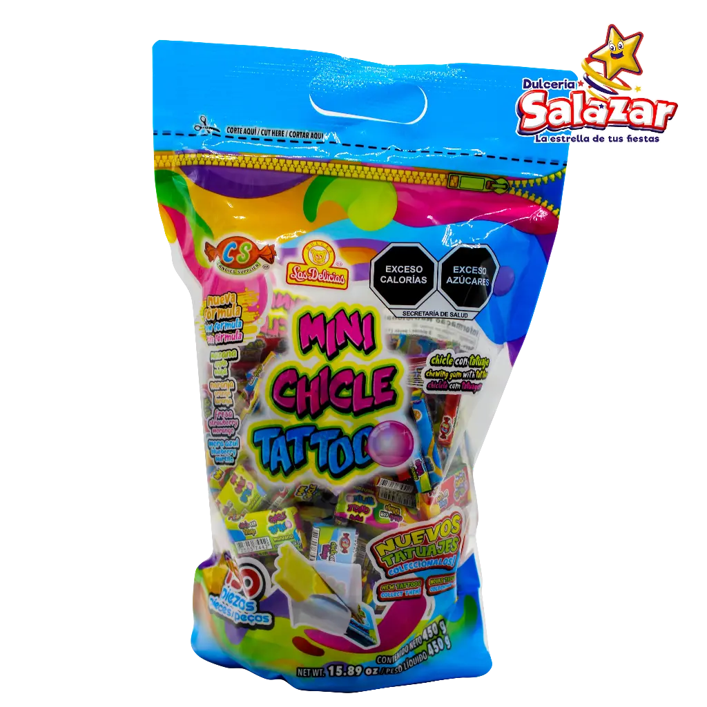 [DEL0411] CHICLE TATTOO MINI SABORES DELICIAS -B.450G- "C/24/150"