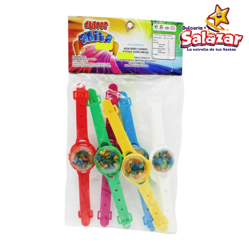 CHICLERA RELOJ COLORES MOY -B.6PZA.-"C/50/6"
