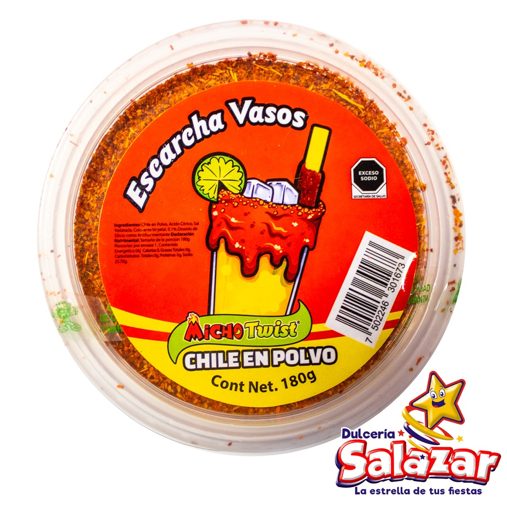 [MIC0012] CHILE EN POLVO TWIST ESCARCHA VASOS MICH -E.180G-  "C/24/1"
