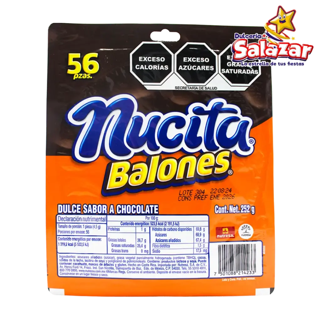 [NUT0037] CHOCOLATE BALONES NUTRESA -D.252G- "C/24/56"