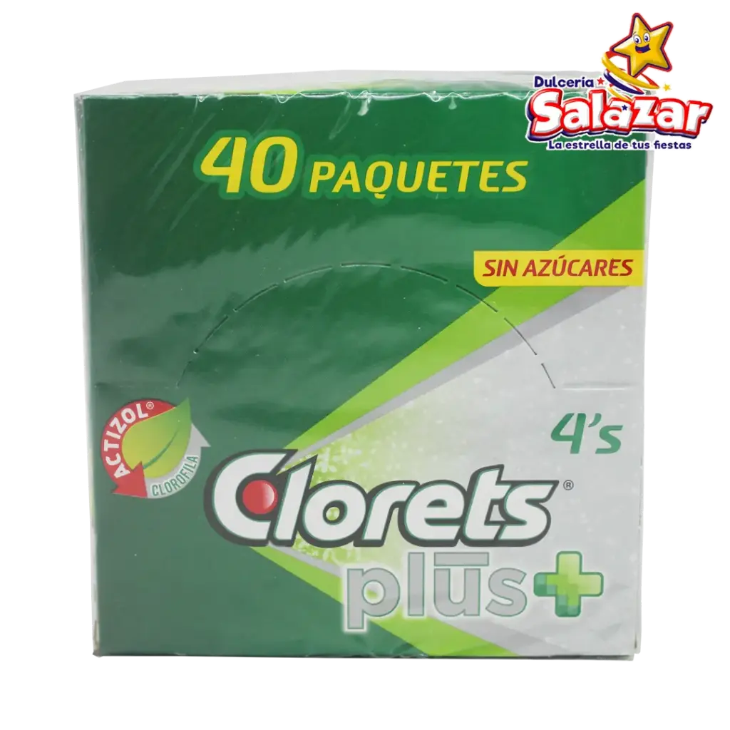 CHICLE CLORETS PLUS+ SIN AZUCAR 4'P -D.208G- "C/24/40"