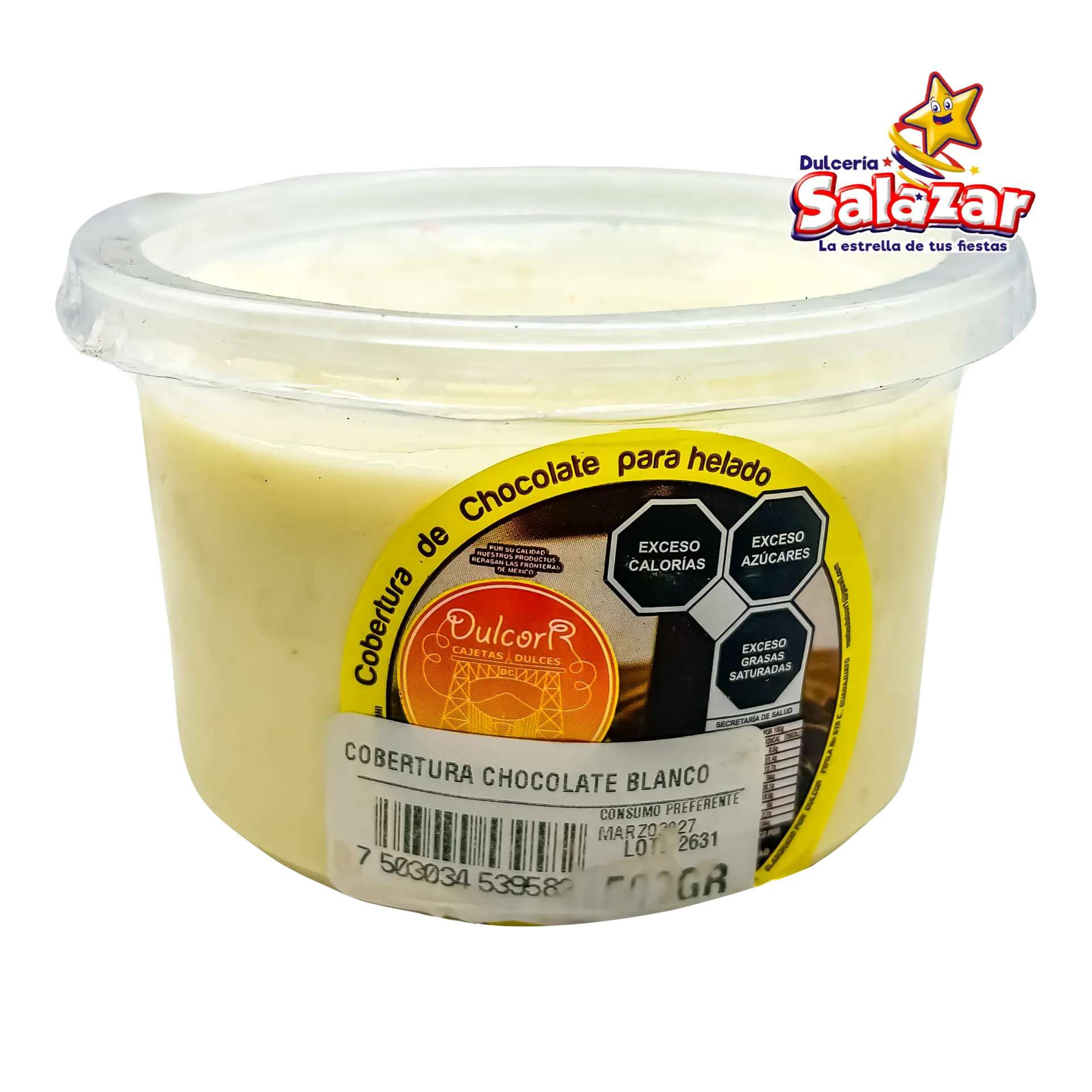 COBERTURA P/HELADO  BLANCO CORTAZAR -BOT.500G.- "C/24/500G"