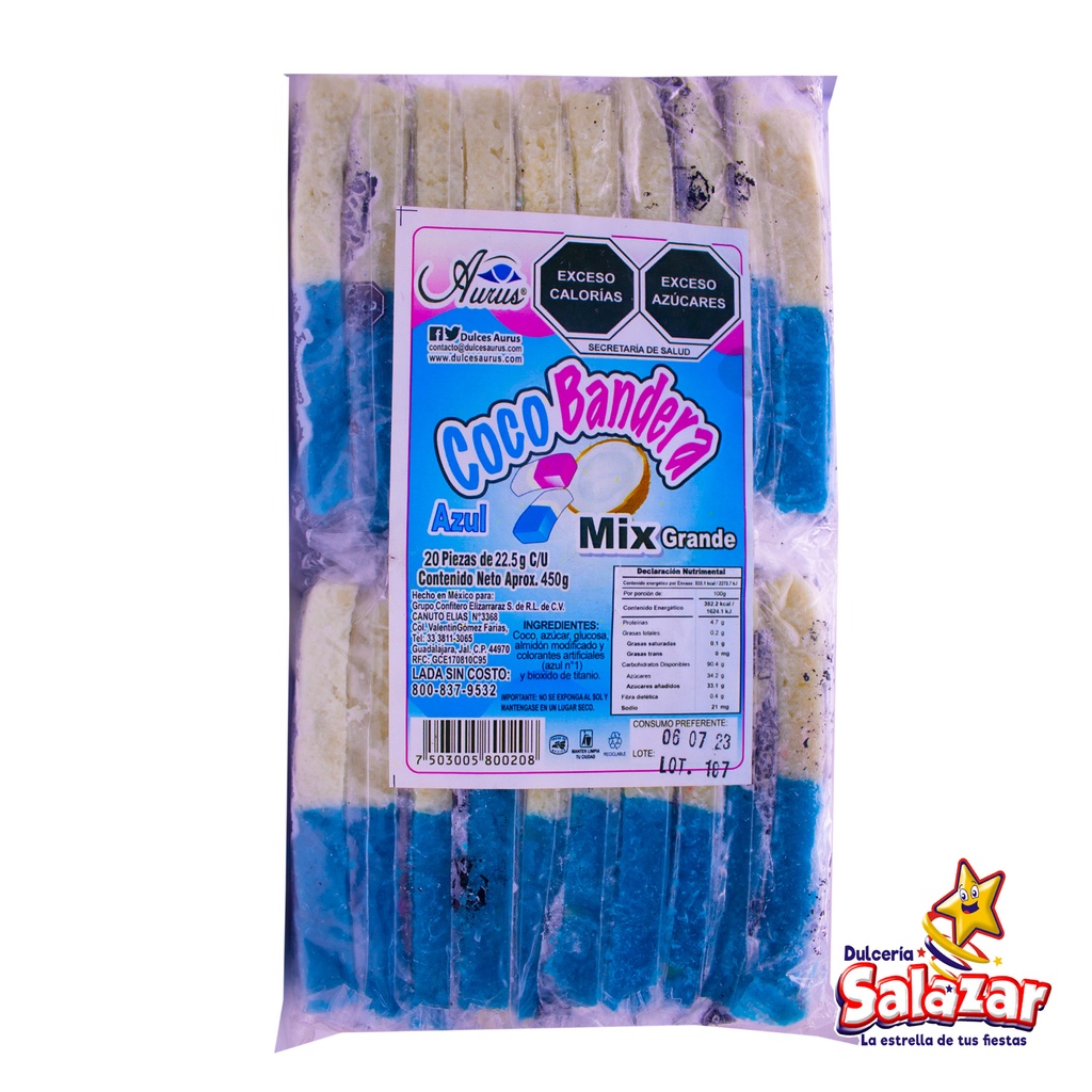 [PEZ0017] COCOBANDERA GRANDE MIX AZUL AURUS -B.450G- "C/35/20"