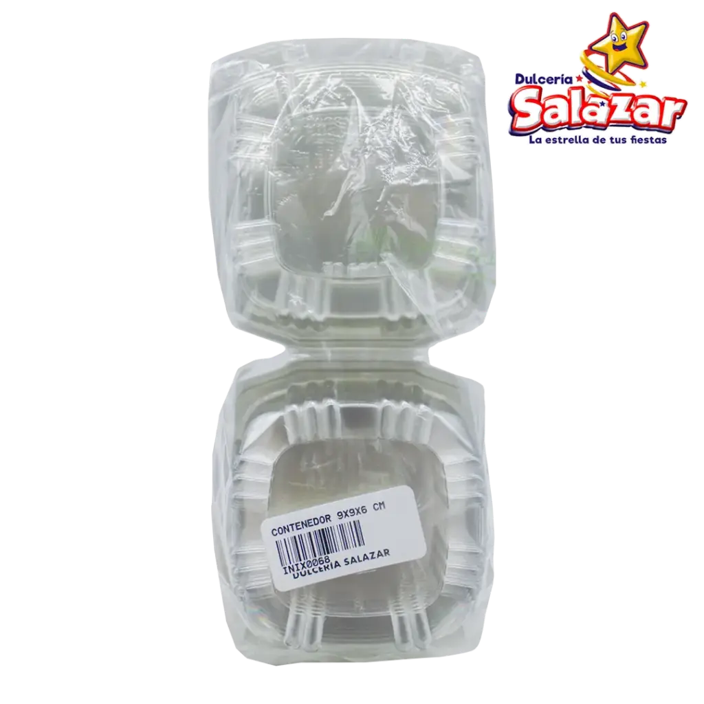 CONTENEDOR C/BISAGRA 9X9X6 CM INIX 0909-42 -B.10PZA- "C/25/10"