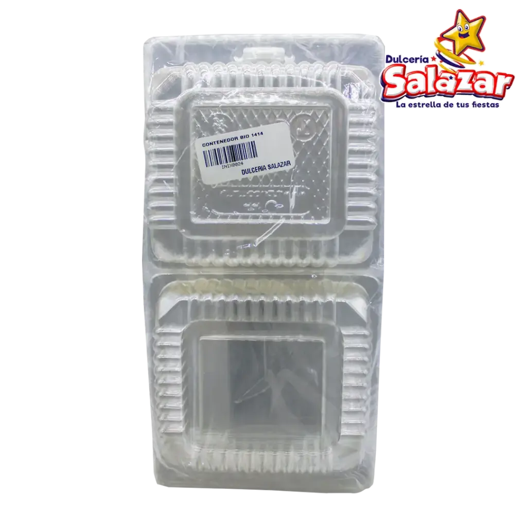 CONTENEDOR C/BISAGRA 14X14X9 CM. HAMBURGESERO 1414 INIX "C/50/10"