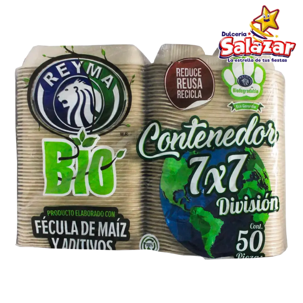 [REYM0415] CONTENEDOR TERMICO BIODEGRADABLE 7X7 C/DIV REYMA            -B.50PZA- "C/4/50"
