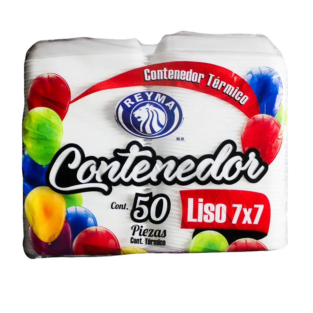 CONTENEDOR TERMICO 7X7 LISO REYMA CN7X7L4P -B.50PZA- "C/4/50"