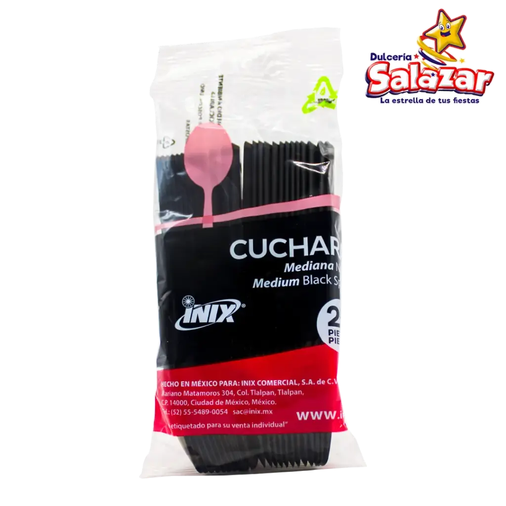 CUCHARA MEDIANA NEGRO INIX-CUP-BN -B.25PZA- "C/40/25"