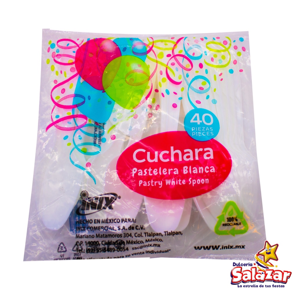 CUCHARA PASTELERA BLANCO INIX -B.40PZA- "C/50/40"