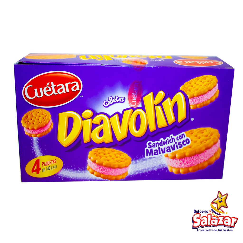 [CUE0009] GALLETA DIAVOLIN SANDWICH C/MALVAVISCO -D.560G- "C/20/4"