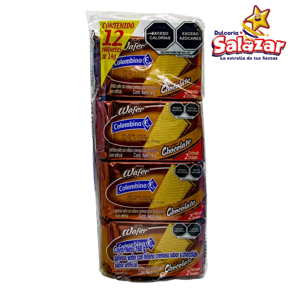 GALLETA WAFER COLOMBINA CHOCOLATE -B.168G- "C/36/12"