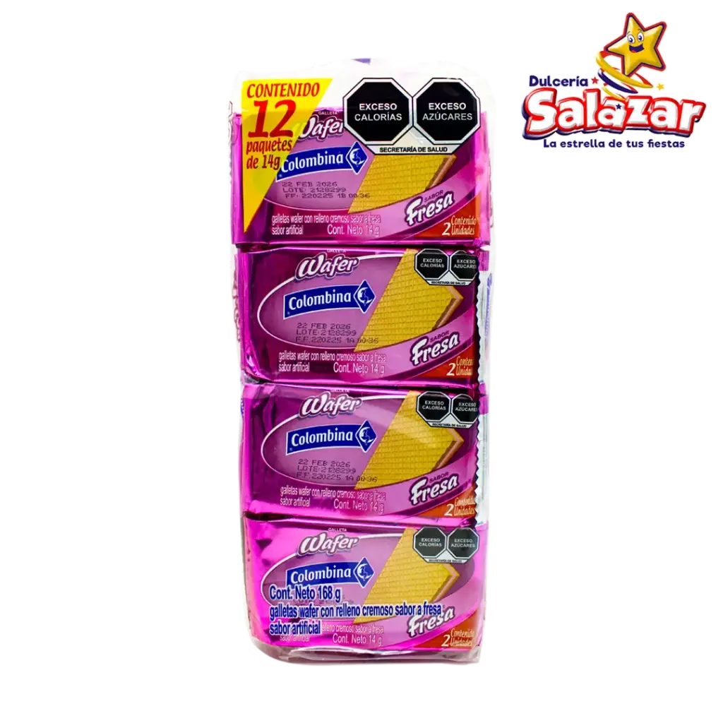 GALLETA WAFER COLOMBINA FRESA -B.168G- "C/36/12"