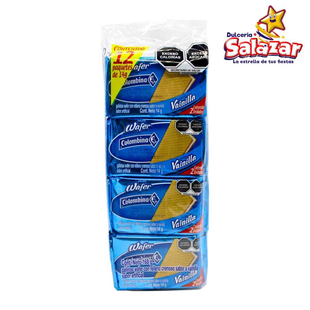 GALLETA WAFER COLOMBINA VAINILLA -B.168G- "C/36/12"