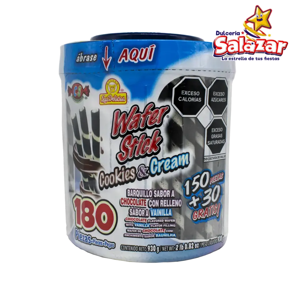 [DEL0439] GALLETA WAFER STICK COOKIES & CREAM DELI -V.930G- "C/6/180"