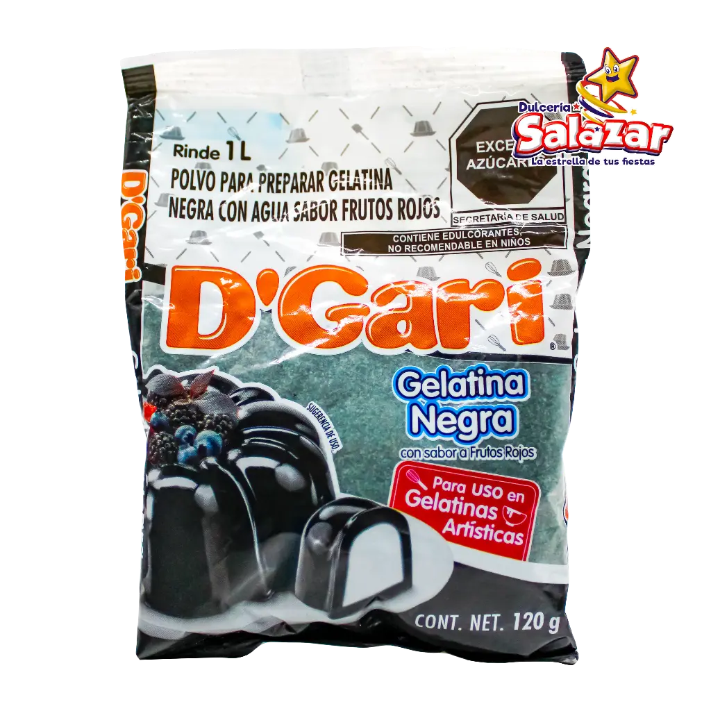 [DGA0012] GELATINA D'GARI NEGRA FRUTOS ROJOS AGUA -B.120G- "C/50/1"