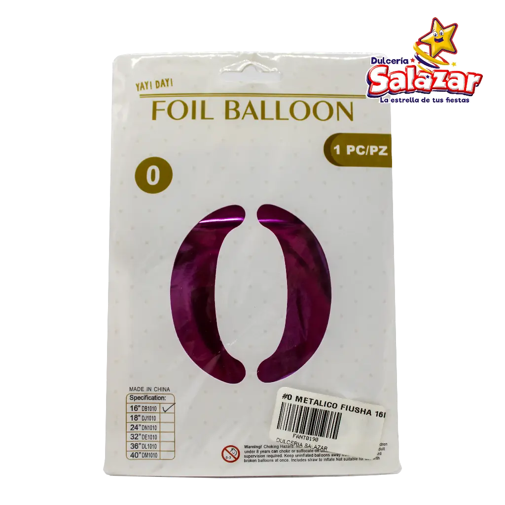 [FANT0190] GLOBO #0 METALICO FIUSHA 16" FANTASIA 20 -B.1PZA-  "C/1/1"