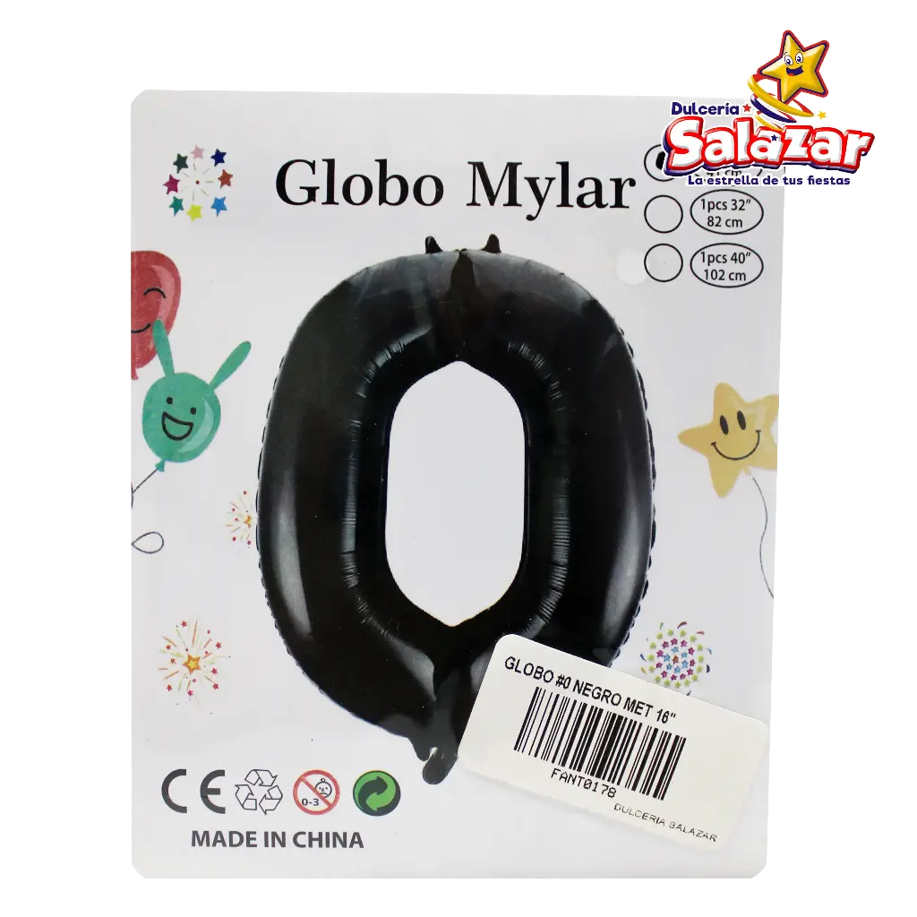GLOBO #0 METALICO NEGRO 16" FANTASIA 200 -B.1PZA-  "C/1/1"