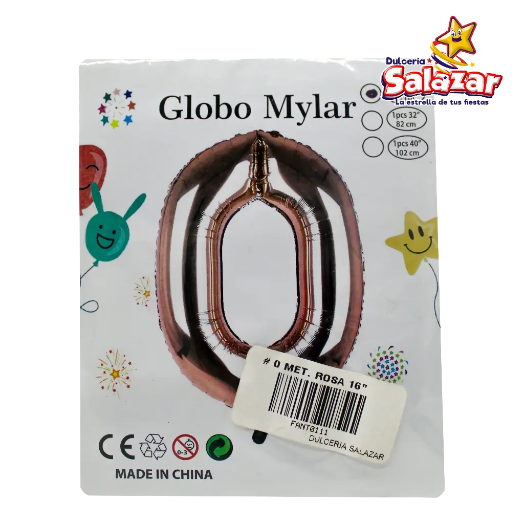 GLOBO #0 METALICO ROSA 16 FANTASIA 200 -B.1PZA-"C/1/1"