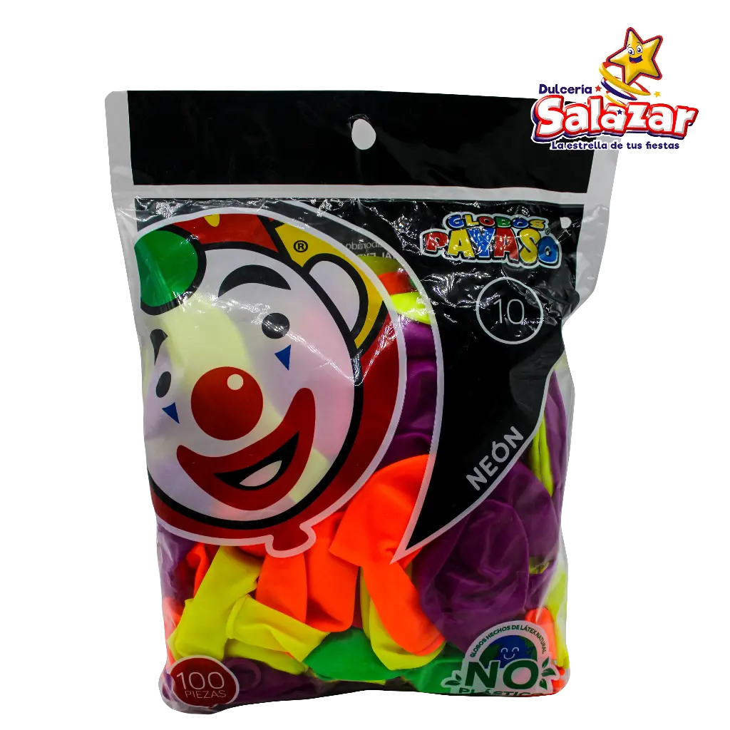 GLOBO #10 NEON SURTIDO PAYASO -B100'P- "C/50/100"