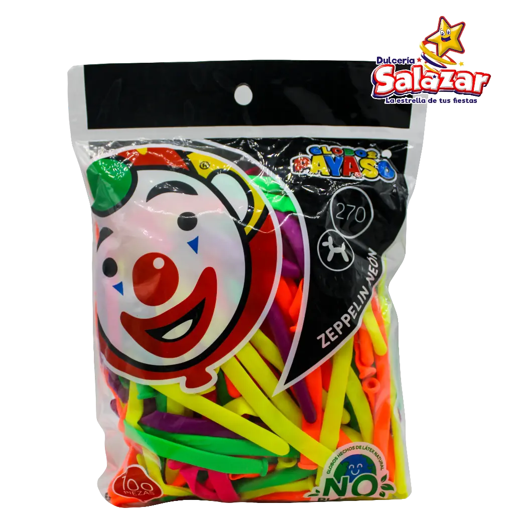 GLOBO #270 ZEPELIN NEON SURTIDO PAYASO -B.100P- "C/35/100"
