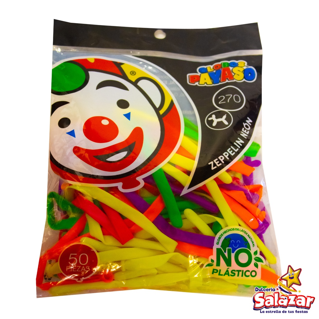 GLOBO #270 ZEPPELIN SURTIDO NEON PAYASO -B.50- "C/70/50"